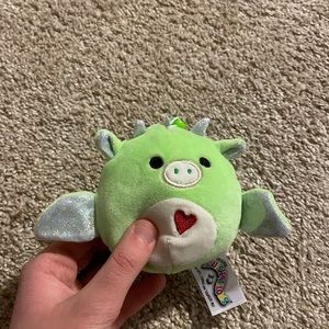 Squishmallow Kellytoy | 3.5” Dexter the Green Dragon Valentines keychain